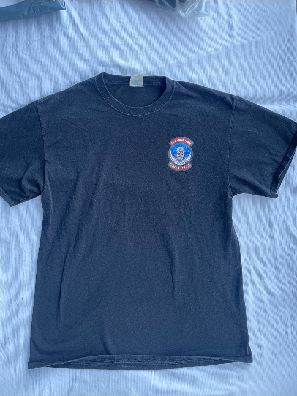 Port and Company Black Short-Sleeve Crewneck T-Shirt with Small Chest Patch